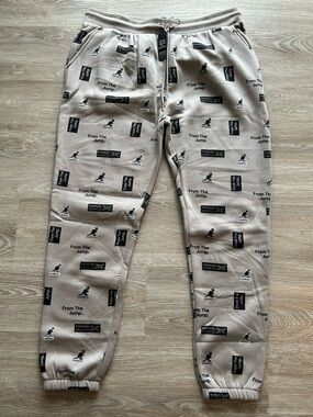 Kangol Beige Logo Print Sweatpants with Black Accents